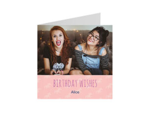 Baby Pink Unicorn-Kvadratna zgibana voščilnica